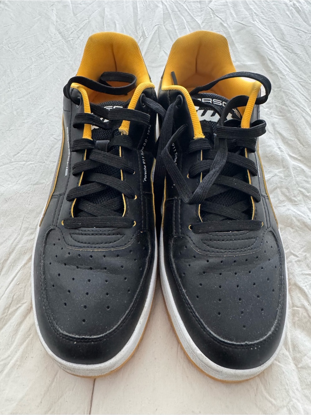 Puma Porsche Men's Black and Yellow Legacy Caven Low-Top Sneakers